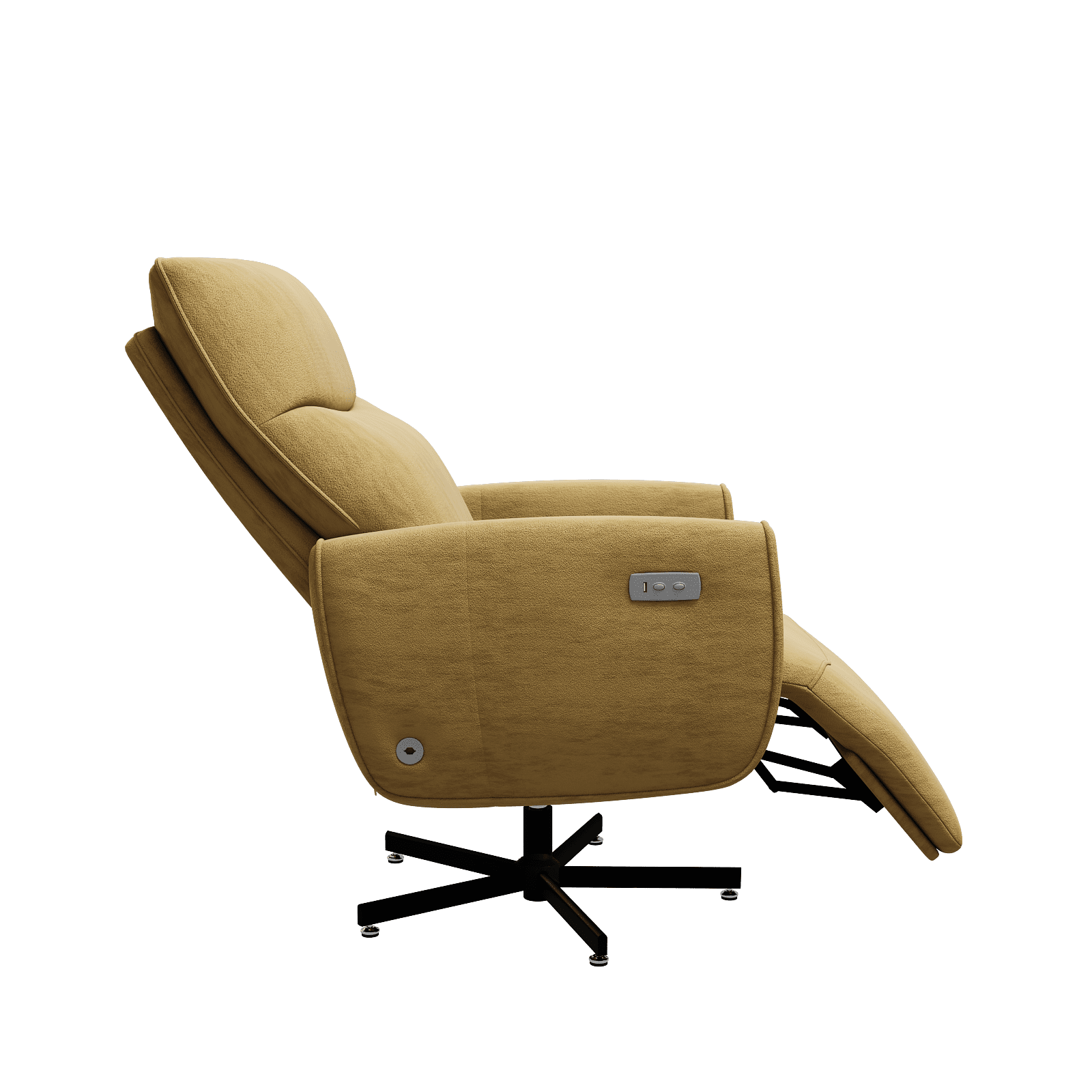 Power Swivel Recliner Chair with USB & Type-C Charging, Electric Reclining Rocker with 360° Swivel, Velvet Upholstered Accent Chair for Living Room, Yellow