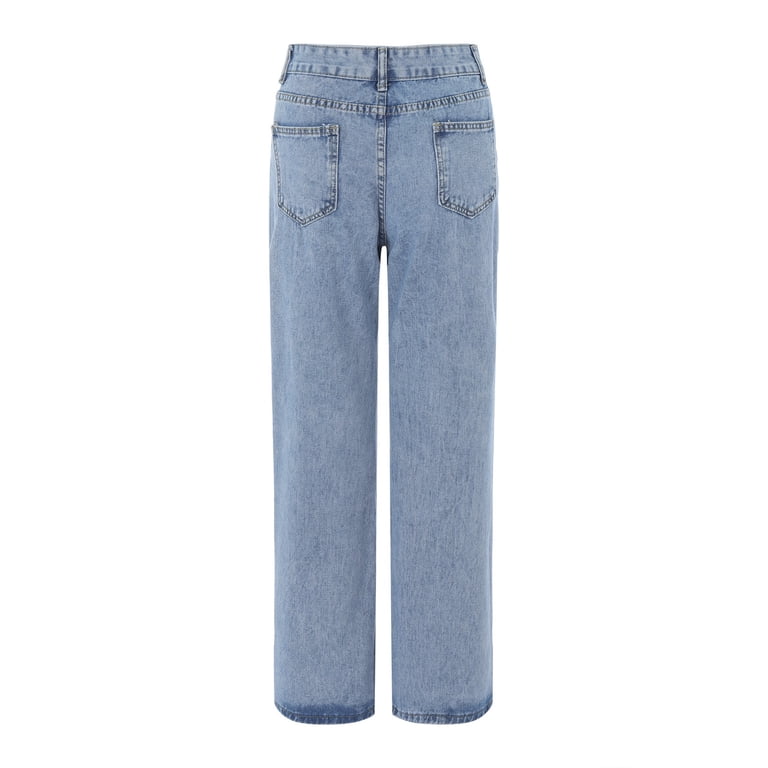ZHIZAIHU Women Wide Leg Jeans Pants High Waist Loose Straight 