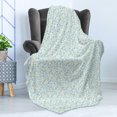 thumbnail image 4 of Starfish Soft Flannel Fleece Throw Blanket, Crab and Fish in a Cartoon Illustration of Underwater Fauna, Cozy Plush for Indoor and Outdoor Use, 70" x 90", Pale Green Pale Blue, by Ambesonne, 4 of 5