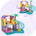thumbnail image 3 of Dream Girls Friends Juego de construcción de casa de playa, 380 piezas, villa de playa junto al mar, casa de piscina con tobogán, juguetes de construcción, sala de fiestas de vacaciones de verano, kit, 3 of 5