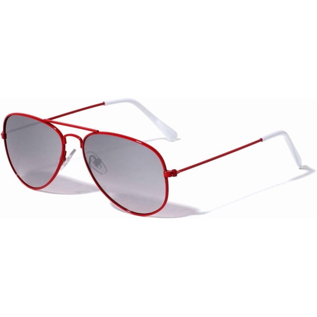 Dweebzilla Lunettes de Soleil Aviateur Sport Classique pour Enfants Garçons Filles, Rouge & Blanc