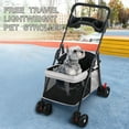 thumbnail image 6 of Fompes Pet Stroller up to 22 lbs, 4 Wheels Folding Portable Travel Cat Dog Stroller with Cup Holder, Breathable and Visible Mesh for Medium Small Dog, Grey, 6 of 15