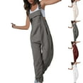 thumbnail image 6 of Qeaghou Womens Overalls Summer Sleeveless Overalls Jumpsuit Casual Loose Adjustable Straps Bib Long Pant Jumpsuits With Pockets, 6 of 7