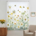 thumbnail image 3 of Farmhouse Chrysanthemums Sheer Curtains 54" Long, Wildflowers Watercolor Floral Bees Light Filering Curtains, Breathable Simi Curtain Privacy Drapes for Kitchen Bathroom Small Window Treatment, 3 of 9