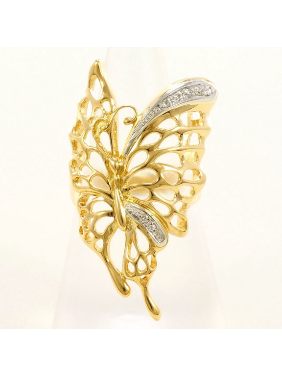 Pre-Owned PT900 Platinum 18K YG Yellow Gold Ring with 0.05 ct Diamond, Total Weight 7.0g,...