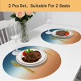 thumbnail image 5 of Orange Blue Ombre Round 13 Inch Placemats Set of 2, Contemporary Abstract Gradient HeatResistant Non Slip Place Mats for Dining Table, Wipeable Braided Kitchen Table Mats for Housewarming, 5 of 9