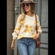 thumbnail image 5 of Suéter de Mujer de Otoño, Larga, Cuello Redondo, Jersey de Punto de Gran Tamaño, Tops Casuales con Estampados. Albaricoque XL, 5 of 10
