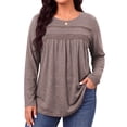 thumbnail image 3 of WellSize Plus Size Women Blouses Lace Long Sleeve Boho Tops Crew Neck Fall Shirts Trendy Tunic Blouses, 3 of 9