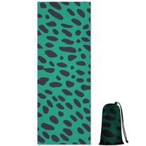Green and Black Of Leopard Print Hot Yoga Mat Towel Non Slip for Hot Yoga - Quick-Drying Yoga Mat Cover with 4 Corner Pockets with Travel Bag - Hot Yoga Towel Non Slip 74"x26"