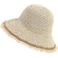 thumbnail image 3 of Kukuzhu Women Floppy Cloche Straw Hat Wide Brim Straw Bucket Hat Sun Protection Bowler Cap UPF 50+ Beach Sun Cap, 3 of 5