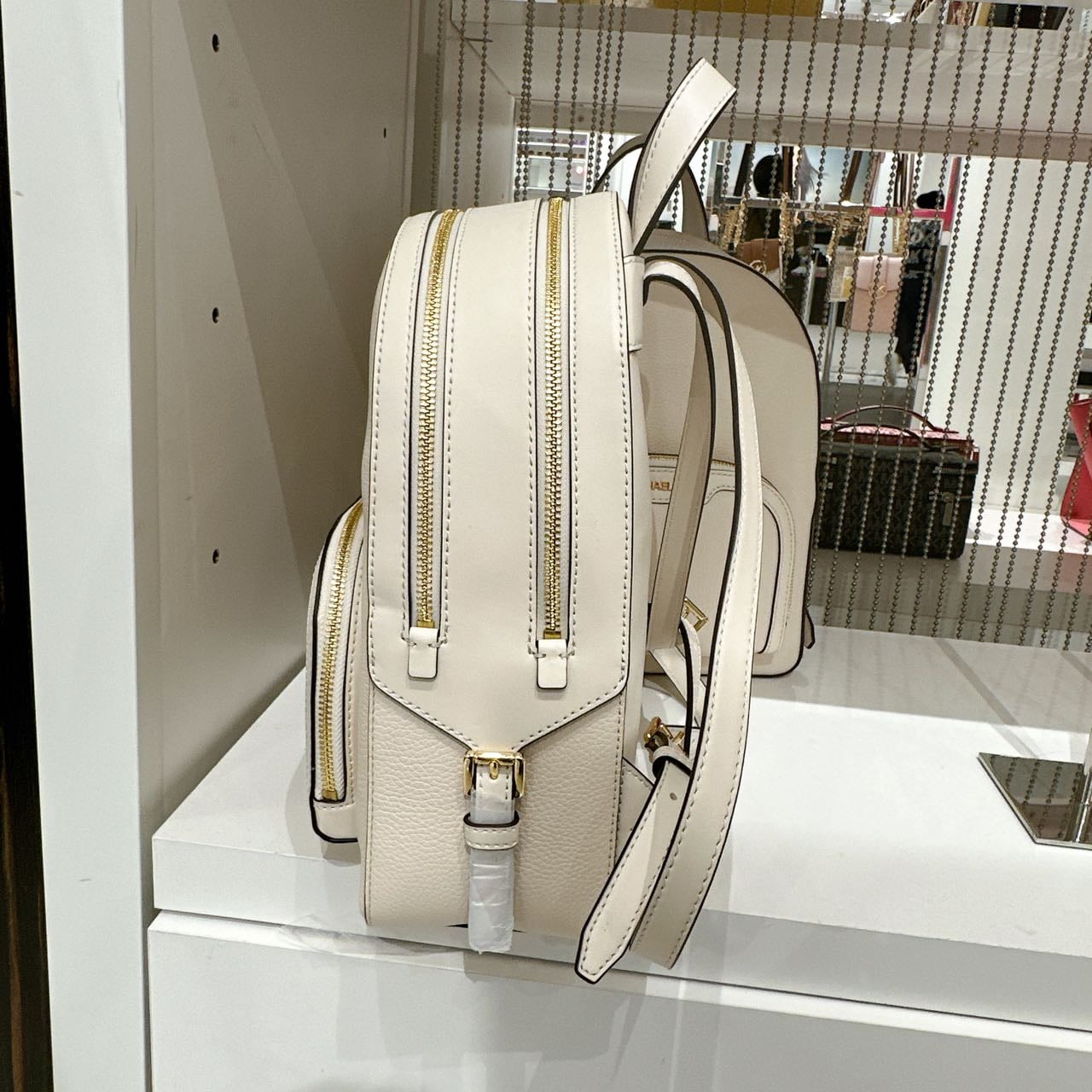 Michael Kors Jaycee Medium Pebbled Leather Backpack, Light  display picture 3