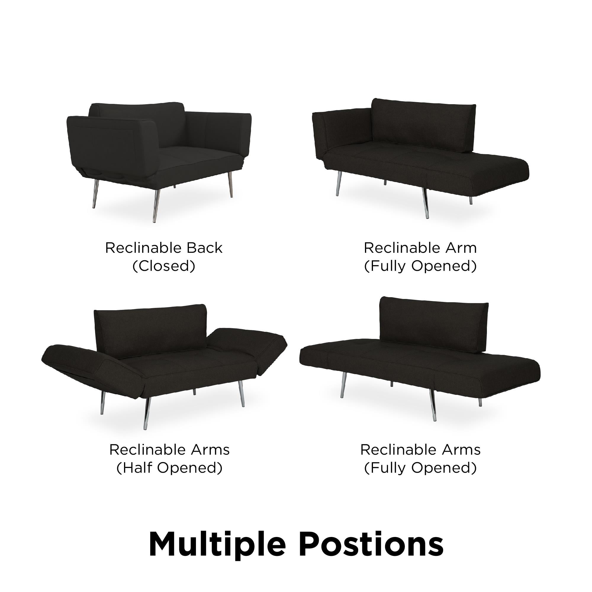 DHP Euro Futon with Magazine Storage, Black