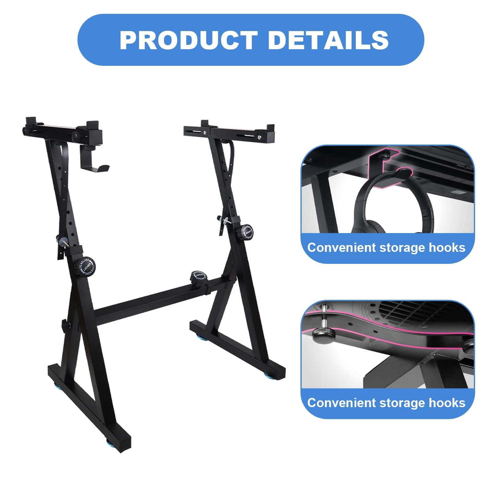 Yeshouse Adjustable Keyboard Stand with Wheels, Sturdy Portable Stand for Electric Pianos, Fits 54/61/88 Key Models