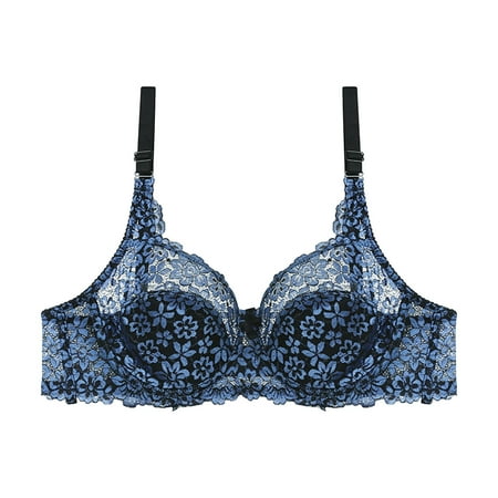

Bigersell Sports Bra for Women Girls Ladies Fashion Comfortable Breathable Push-Up Underwire Bra Ladies Cotton Thin Underwear Regular Size Female Spaghetti Strap Style 5246 Blue 44C