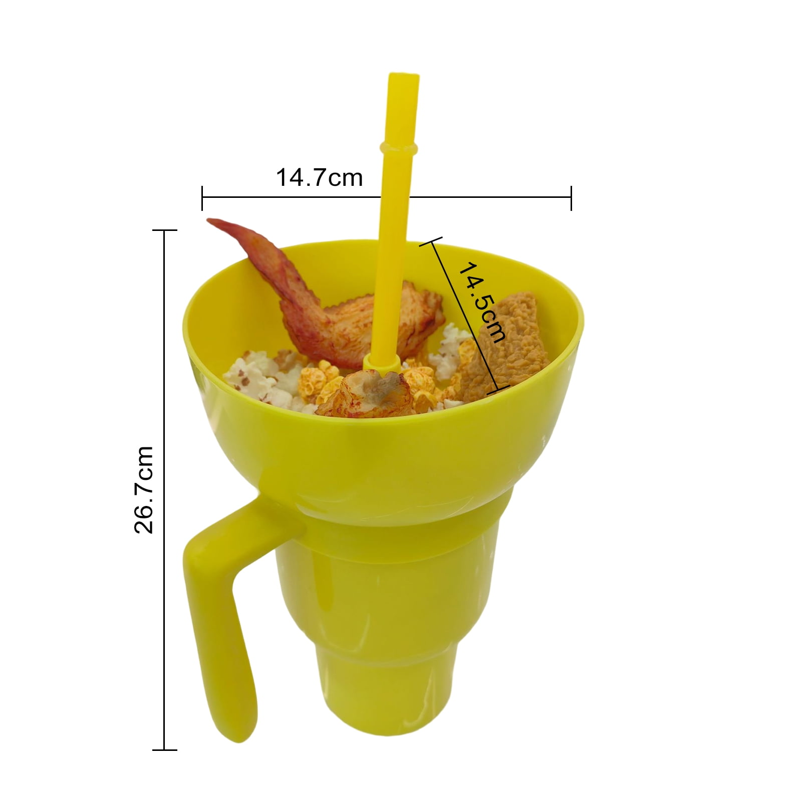 Popcorn Drink Cup With Handle Straw Can Be Used For Coka - Temu