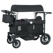 AILEEKISS Collapsible Wagon Stroller for 2 Toddlers with Adjustable Canopy, 44 Pounds, Black