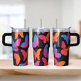 thumbnail image 2 of Butterfly 20oz Stainless Steel Tumbler with Handle and Straw – Insulated Travel Cup with Sliding Lid, 360° Full Wrap Printed Mug for Home, Outdoor & Sports Use, Spring, 2 of 6