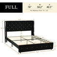 Catrimown Wooden Full Size Bed Frame, Black Upholstered Platform with