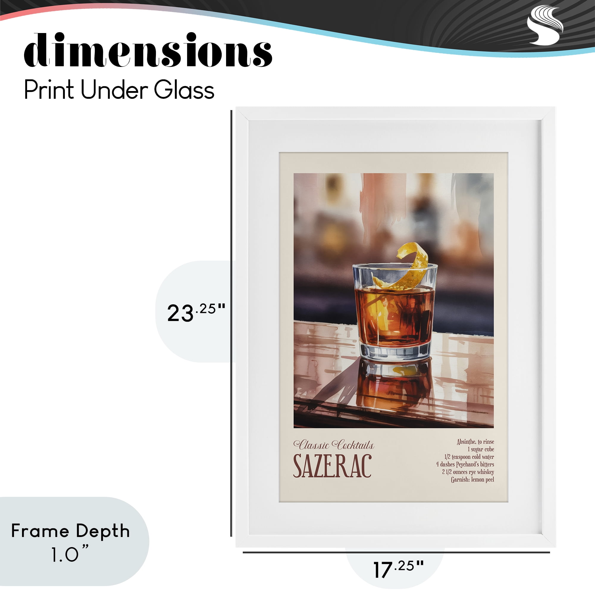 Stupell Industries Sazerac on Reflective Surface White Framed Print Under Glass, design by Andreas Magnusson