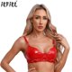 thumbnail image 2 of Sujetador Push Up de charol con aspecto mojado para mujer, Top Sexy con remaches de anilla tórica de Metal, Bralette sin aros, lencería, ropa de discoteca gótica Punk, 2 of 5