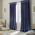 thumbnail image 2 of TOWN & COUNTRY LUXE Velour Solid Heavyweight Indoor Curtains, Light Filtering Opacity, Triple Pinch Pleat Top, Plush Velvet, 2-Pack Set, 27"x96", Navy, 2 of 11