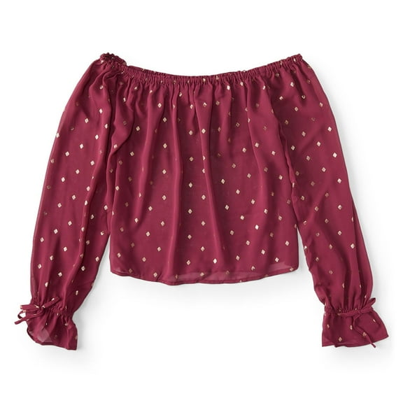 Aeropostale Womens Peasant Knit Blouse, Purple, Juniors, Large