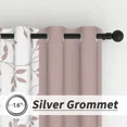 thumbnail image 4 of Lfeey Leaf Print Room Darkening Pinkout Curtains for Bedroom Living Room, Grommet Curtains Pink and White, 42x63 Inches, 2 Panels, 4 of 7