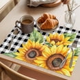 thumbnail image 3 of Rustic Sunflower Placemats Set of 6, Country Floral Pastoral Black Buffalo Plaid Non-Slip Place Mats Washable Table Mats for Kitchen Dining Table Decorations Indoor/Outdoor, 3 of 9