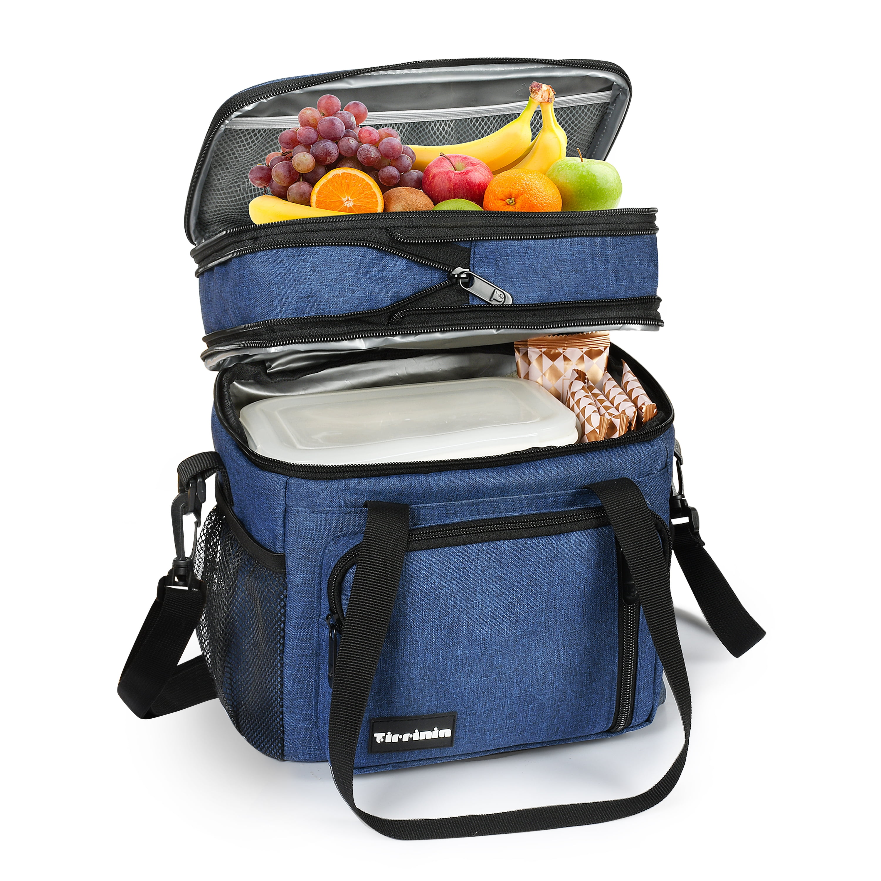 Lifewit Insulated Lunch Bag For Adults - Double Deck, 12L Capacity, Leakproof, With Shoulder Strap (Black) - View #4