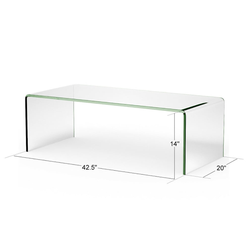 Finihen Tempered Glass Coffee Table, Oval Coffee Table, 42 x 19.7 Inch Clear Tempered Glass Coffee Table with Rounded Edges, for Living Room, Reception Room, Transparent