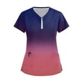 thumbnail image 4 of Women's Gradient Zip Front Scrub Top Short Sleeve V-Neck Medical Uniform with Pockets for Nurses and Healthcare, 4 of 4