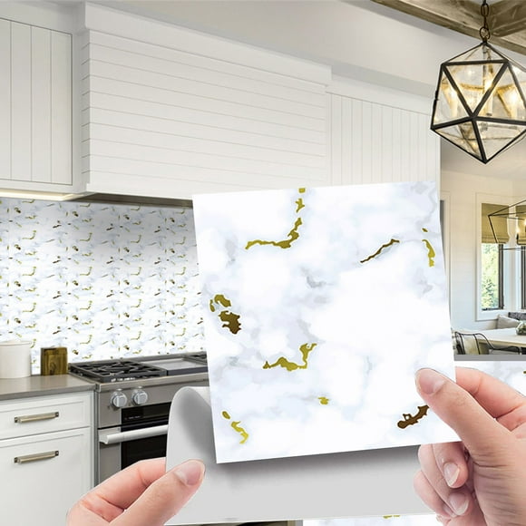 10 Pieces Marbless Tile Stickers Peel And Stick Waterproof Self Adhesive Granites Flooring 3D Wall Tile Stickers For Kitchen Bathroom Living Room