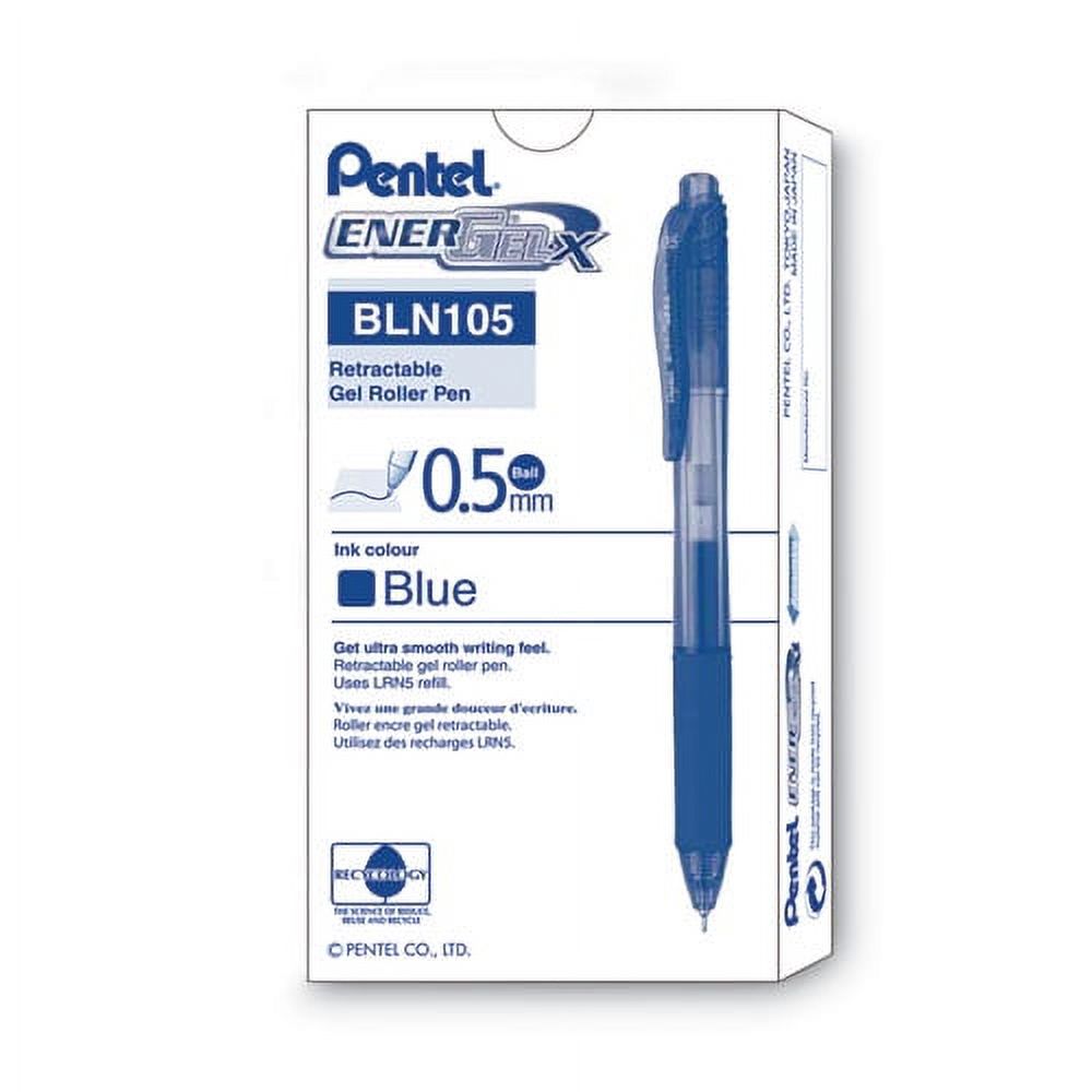 Energel-X Gel Pen, Retractable, Fine 0.5 Mm Needle Tip, Blue Ink, Blue Barrel, Dozen | Bundle of 5 Dozen