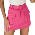 thumbnail image 2 of Women's Shorts Denim High Rise High Waisted Fashionable Pocket Belt Decoration Womens Short Skirt Pants, 2 of 4