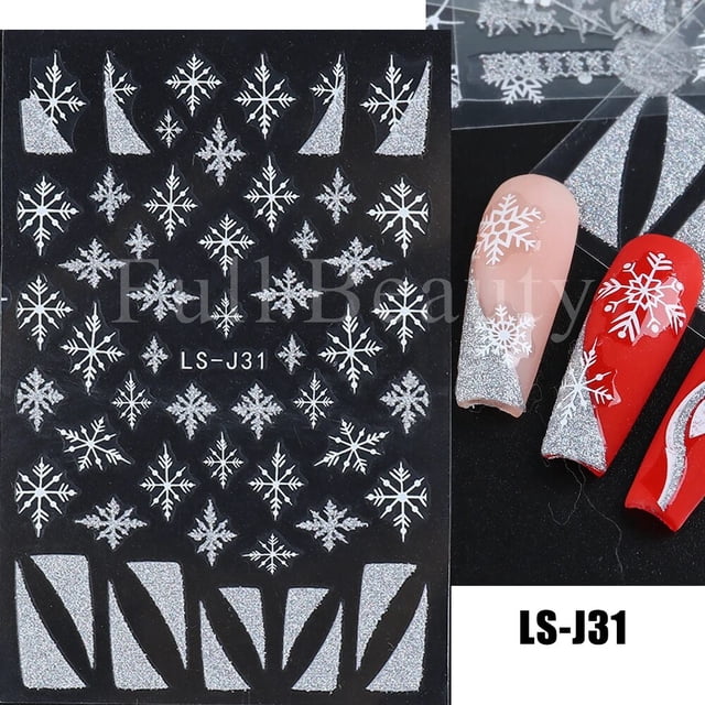 Calcomanías autoadhesivas 3D para uñas de hombre de jengibre de Navidad sombrero de Papá Noel copo de nieve ciervo calcomanías autoadhesivas envolturas para manicura de dibujos animados NTPRO-80