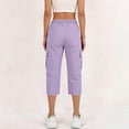 thumbnail image 6 of Cargo Capris for Women High Waisted Solid Color Trousers with Pockets Casual Straight Leg Pants for Summer Street Style Fashion, 6 of 8