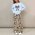 thumbnail image 7 of Amidoa Girls Sweatsuits 2pcs Sets Casual Fall Winter Clothes Cute Fleece Floral Print Sweatshirt and Slightly Flared Sweatpants Back to School Outfits Blue Size 9-10 Years, 7 of 7