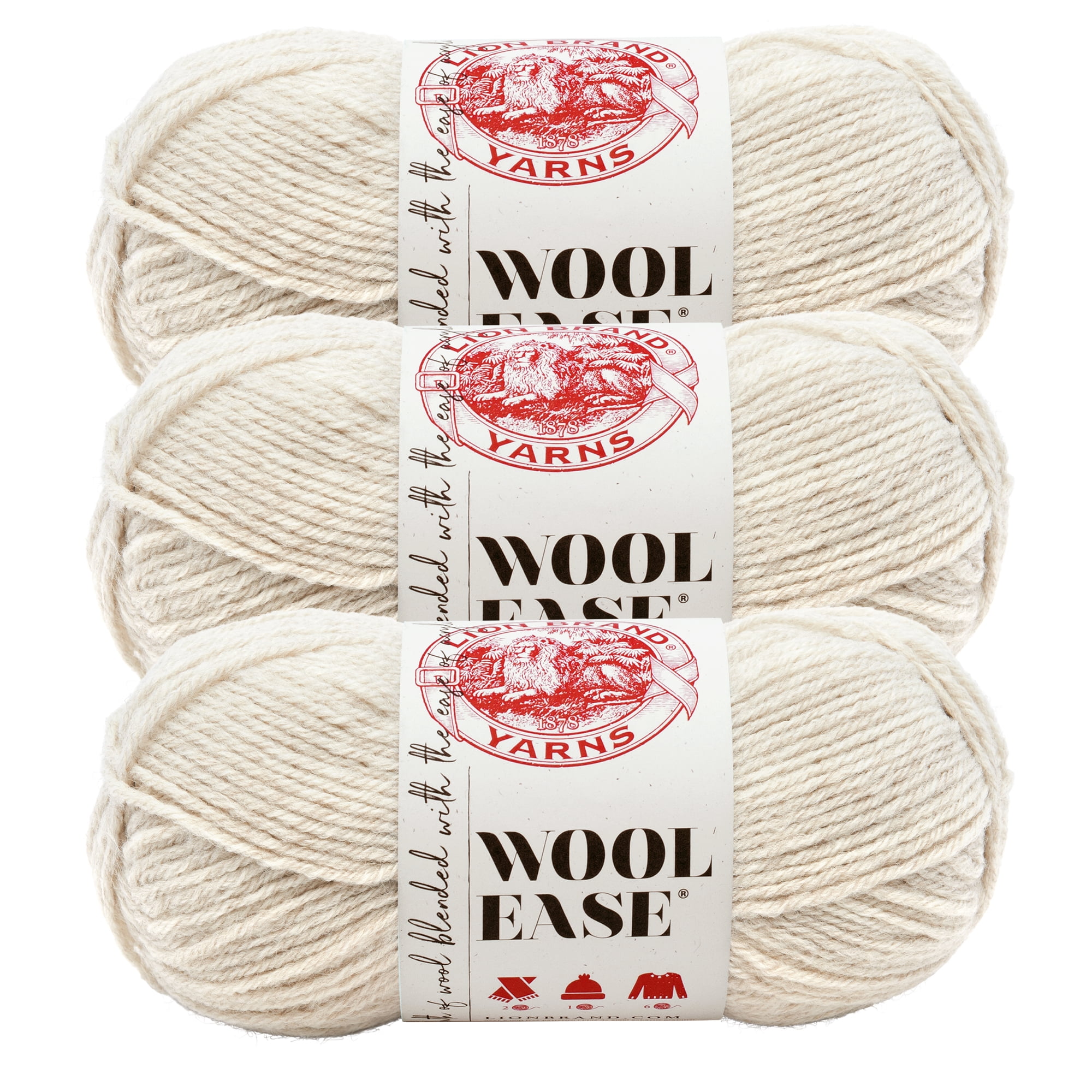 Lion Brand Yarn WoolEase Natural Heather Wool Blend Medium Acrylic