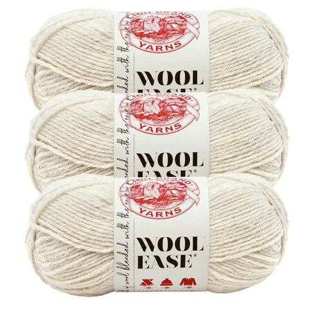 UPC: 0842093105848 | Lion Brand Yarn Wool-Ease Natural Heather Wool Blend Medium Acrylic  Wool Beige Yarn 3 Pack