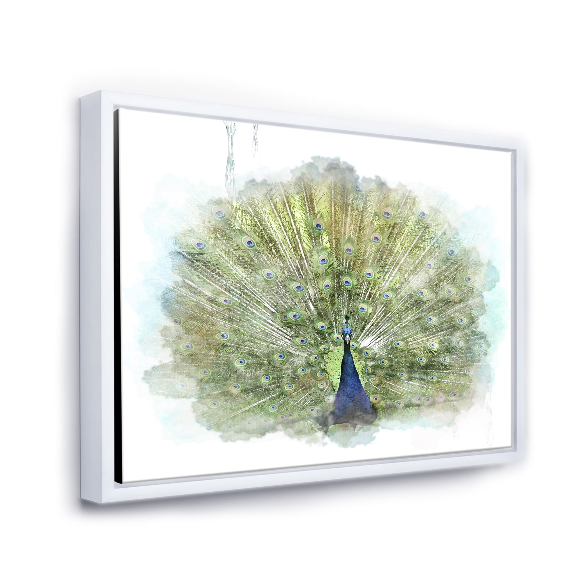 Designart 'Dancing Peacock Bird' Traditional Framed Canvas Wall Art Print