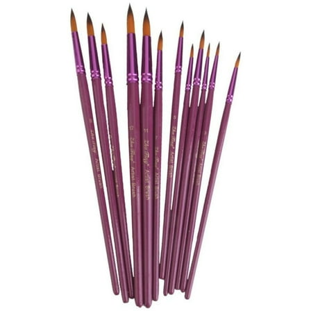 12 Pieces Artist Paint Brushes,Round Pointed Tip Brush,Fine Paint Brush,Nylon Hair Painting Brush Set,for Acrylic Watercolor Oil Painting (Purple)