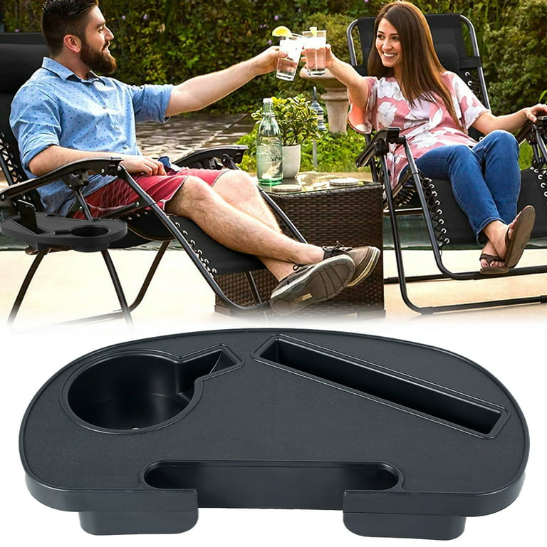 JTWEEN Gravity Chair Tray,Recliner Side Cup Holder for Water Cups Snacks  Storage Removable Chair Cup Holder Portable Lawn Chair Side Table for Beach  Fishing Trip Picnic 