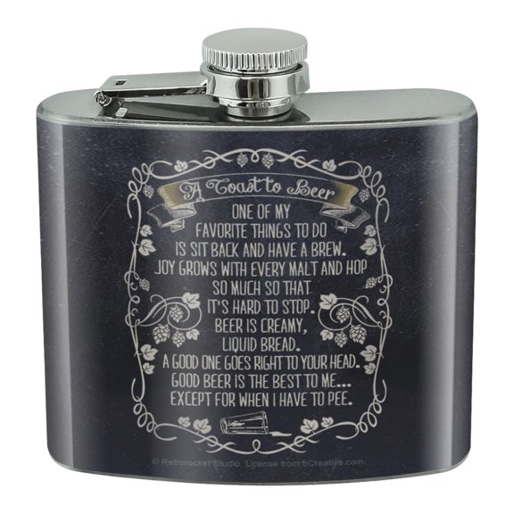 Toast To Beer Brew Funny Humor Stainless Steel 5oz Hip Drink Kidney Flask