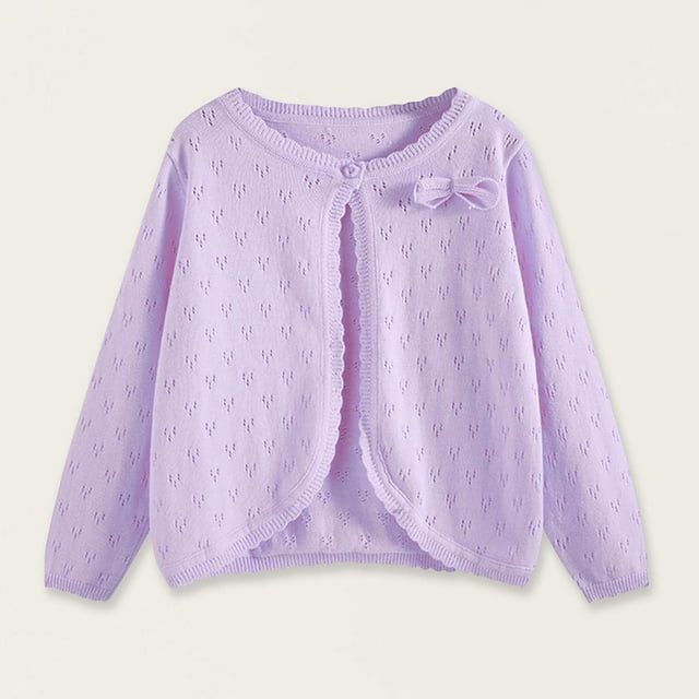 fatyb Girls Long Sleeve Hollow out Cardigans Button Closure Long Sleeve Lightweight Sweater Outerwear