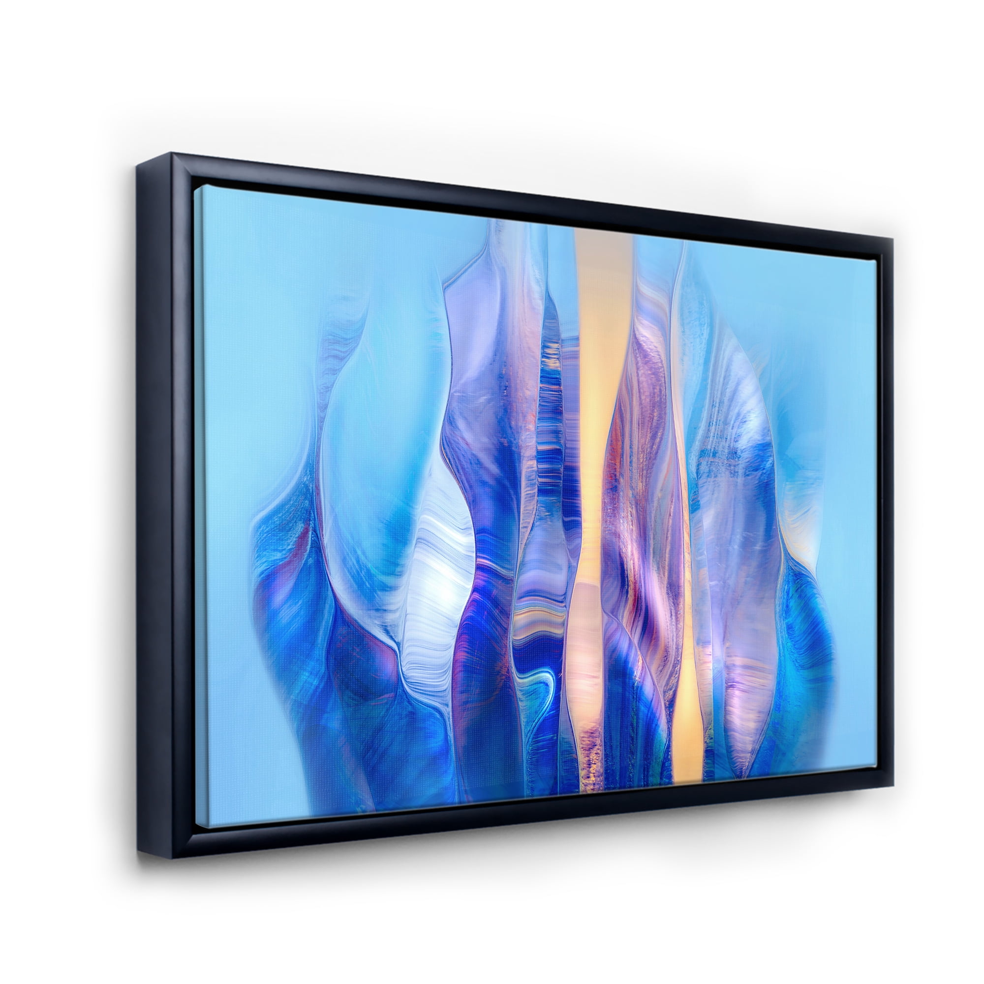Designart 'Abstract Colorful Twisted Wavy Shape In Motion' Modern Framed Canvas Wall Art Print