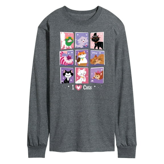 Disney Classics - Cats & Dogs - Grid Of Assorted Cats - Men's Long Sleeve T-Shirt