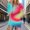 Blue, variant on Womens Raw Frayed Round Neck Long Sleeve Tunic Sweatshirt Oversized Ombre Dip Dye Gradient Tone Loose Lightweight Pullover Light Green 3XL