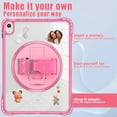 thumbnail image 2 of ELEHOLD Rugged Case For iPad Mini 7th 6th Generation, Full Protection Transparent 360° Rotating Stand Cover, with Silicone Wrist Strap, Shoulder Strap, Rose, 2 of 8