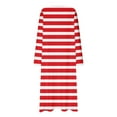 thumbnail image 5 of FRSASU Womens Nightgown Long Sleeve Night Stripe Color Blocking Printing Dress Long Sleepwear Gown Red L(L), 5 of 6
