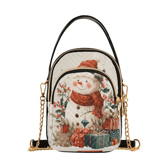 Women's Crossbody Handbag Shoulder Handbag 5.91x3.15x8.27 Inch Bank Card Bag Cash Bag Key Bag Warm Christmas Snow Man